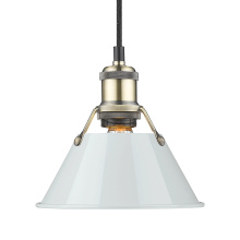 Golden 3306-S AB-DB - Yep by Golden Lighting Orwell 1-light 8in Pendant in Aged Brass and Dusky Blue shade